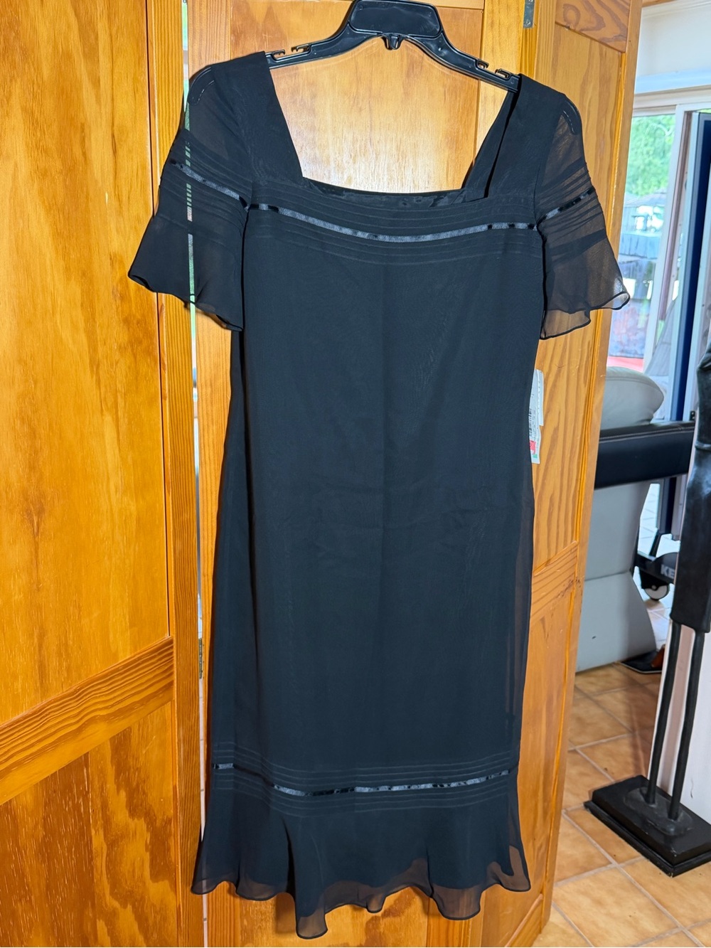 NWT Deadstock David Warren Black Silk, Flutter Sleeve Dress| Fairy, Goth|Sz 8